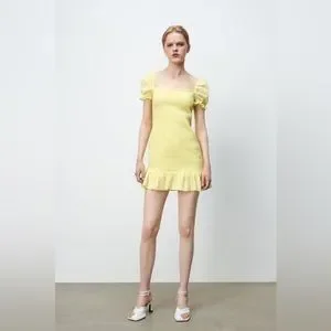 ワンピース AJISAI mini frill puff OP yellow ワンピース AJISAI mini